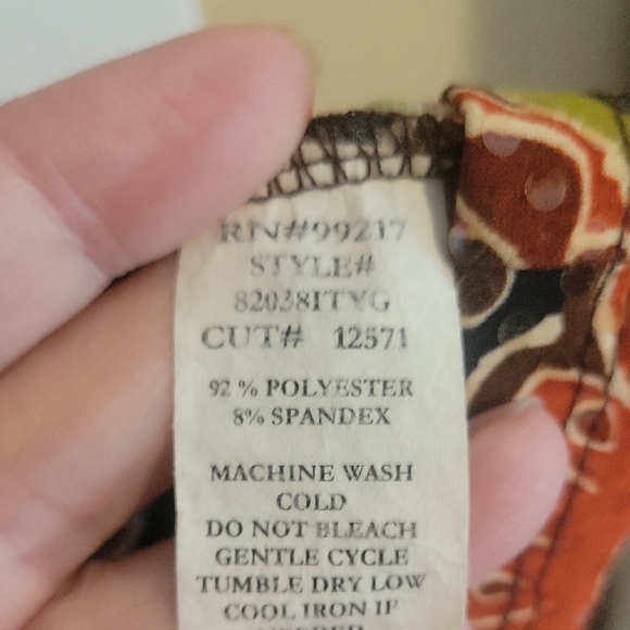 Moa moa SzXL floral brown trim scoop neck sleeveless Women's Top sparkle - Picture 3 of 5